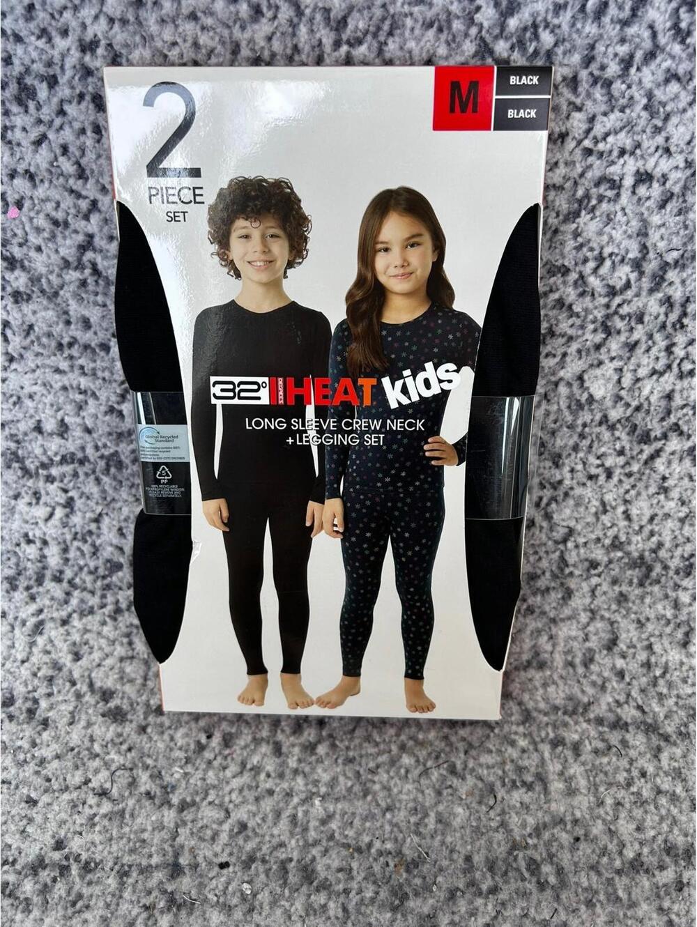 32 Degrees Heat Kids Thermal Set Black Medium 8/10 Long Sleeve & Leggings